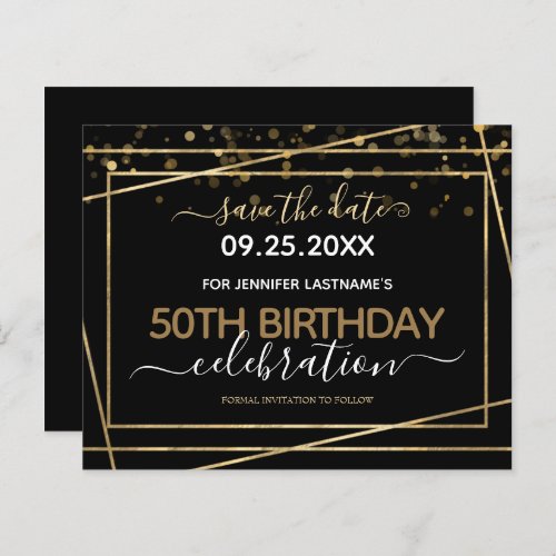 Gold Border 50th Birthday Save the Date Budget