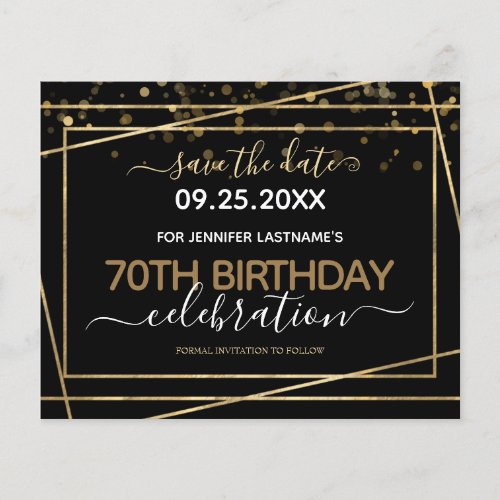 Gold Border 70th Birthday Save the Date Budget