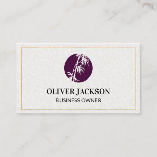 Gold Border   Bamboo Icon   Paper Texture Business Card