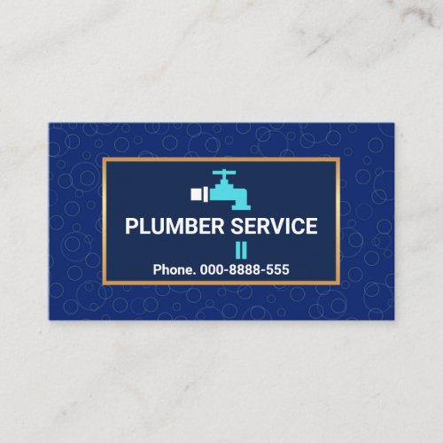 Gold Border Blue Bubble Water Business Card