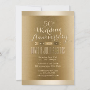 Gold Border Bronze Texture Wedding Anniversary Invitation
