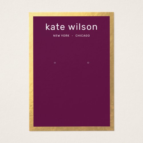 Gold Border Burgundy Earring Display Card