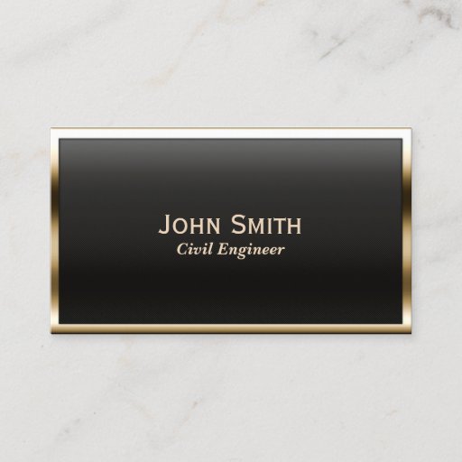 Customizable Gold Border Civil Engineer Business Card