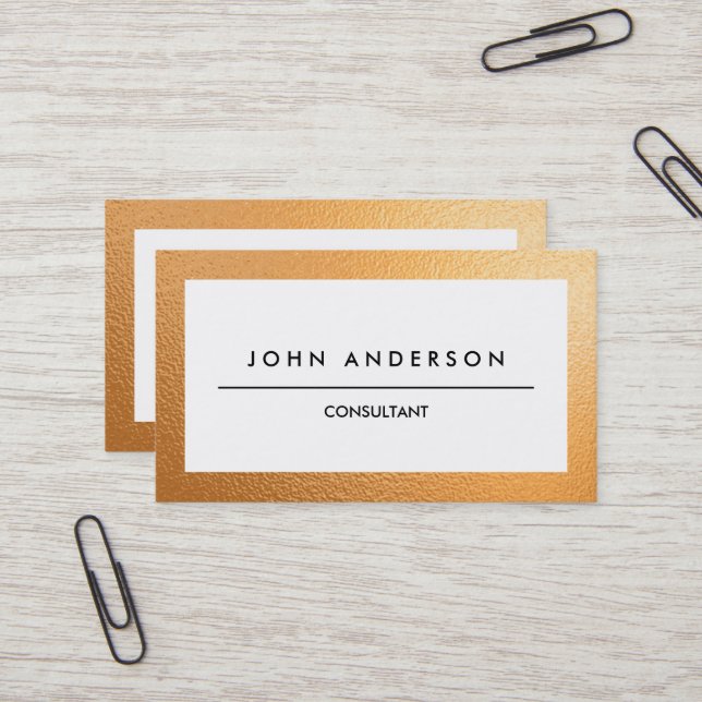 Gold Border, Classic, Simple, Two-Sided Business Card (Front/Back In Situ)