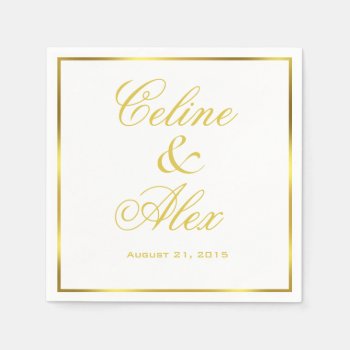 Gold Border Cocktail Choose Your Background Color Napkins by glamprettyweddings at Zazzle