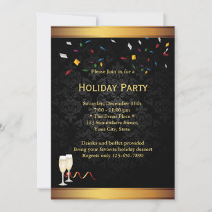 Gold Border Corporate Holiday Party Invitations