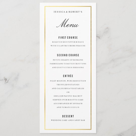 Gold Border Elegant Wedding Menu Card | Zazzle.com