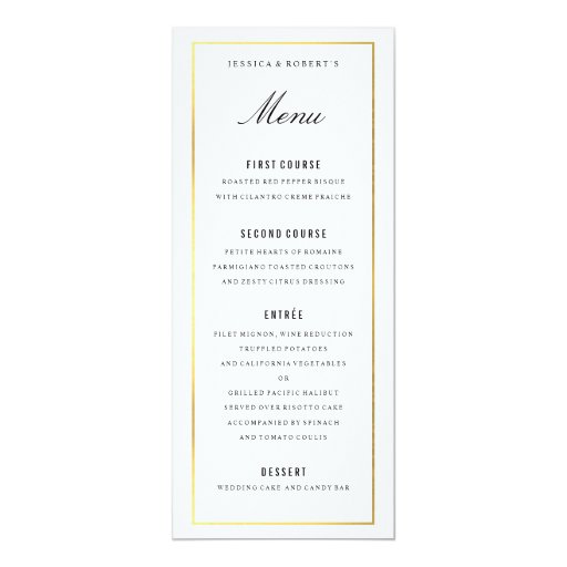 Gold Border Elegant Wedding Menu Card | Zazzle