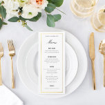 Gold Border Elegant Wedding Menu Card<br><div class="desc">Elegant Wedding Menu, flat card with editable title and text. Gold border gives it a touch of glam. Customize for any purpose like programs or wine lists etc. (Type in all capitals, and add a space between letters, and double space words for this "look"). Matching items available in my store....</div>