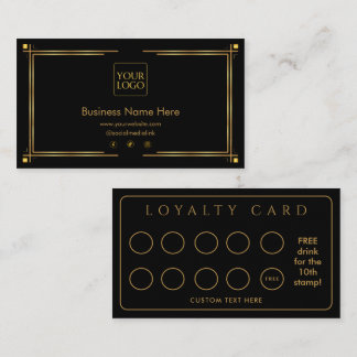 Gold Border Formal Business Store Points Loyalty Card