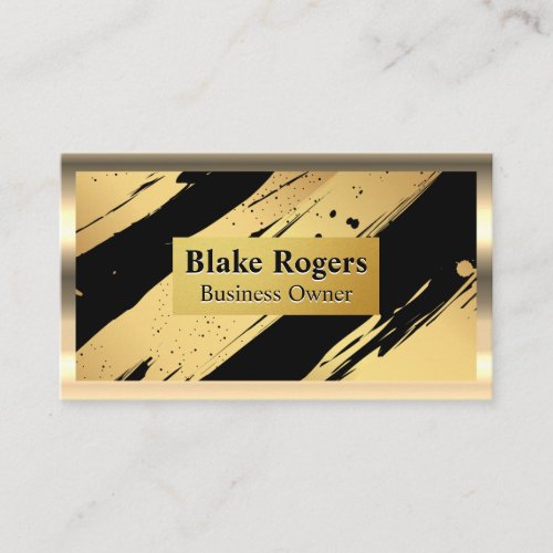 Gold Border  Golden Black Brushed Background Business Card