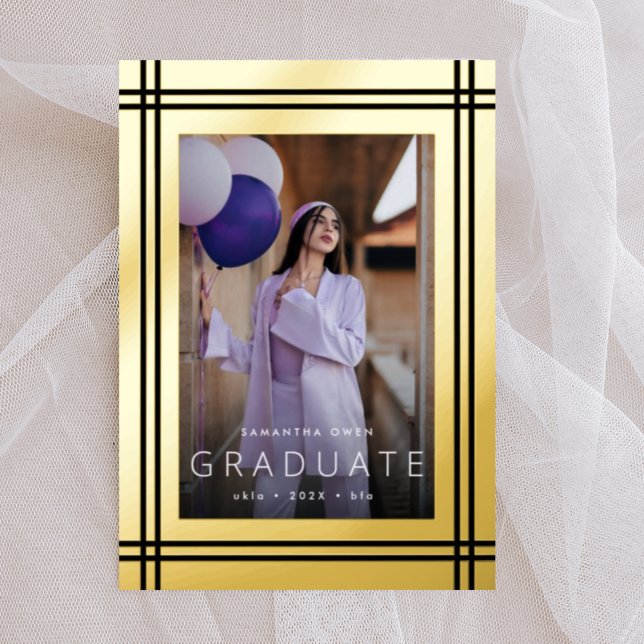 Gold Border Graduate Pressed Foil Invitation (Creator Uploaded)