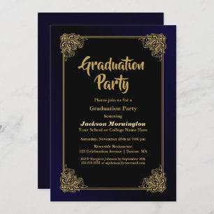 Gold Border Graduation Party Invitation