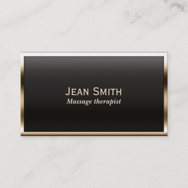Gold Border Massage Therapist Business Card (Front)