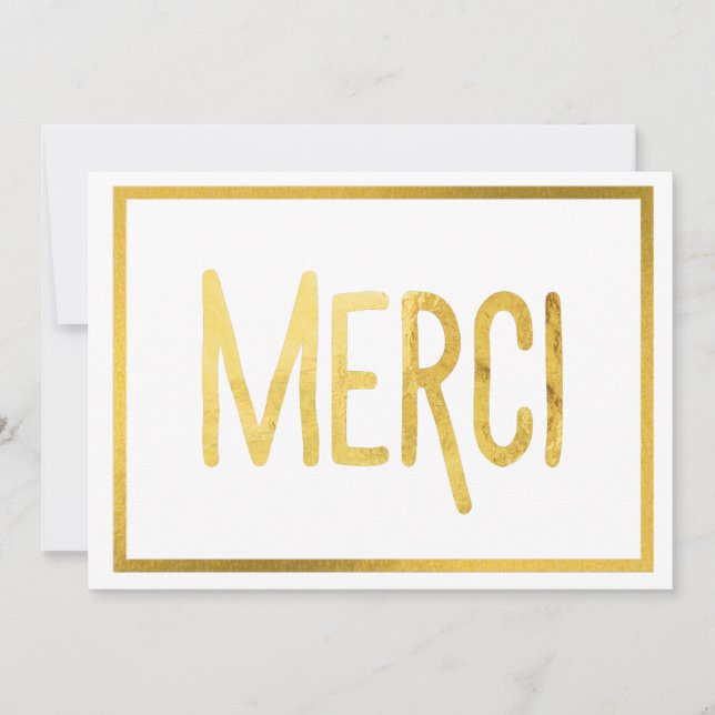 Gold Border Merci Custom Thank You Cards (Front)