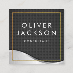 Gold Border Metal Carbon Fiber Square Business Card