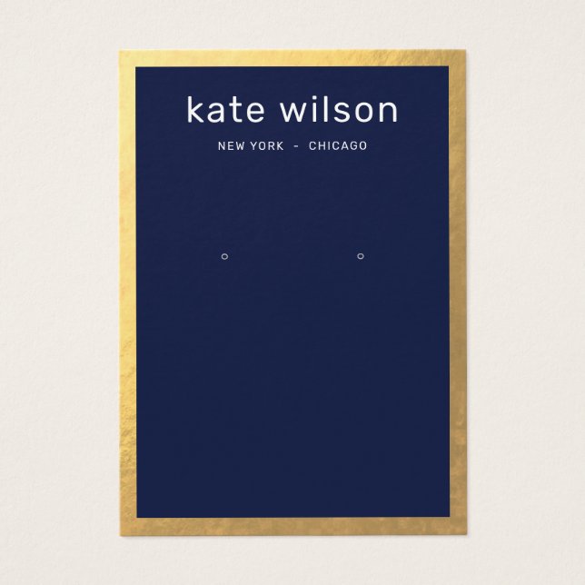 Gold Border Navy Blue Earring Display Card (Front)