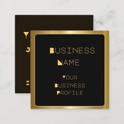 Gold Border on Black and Trendy Font Business Card