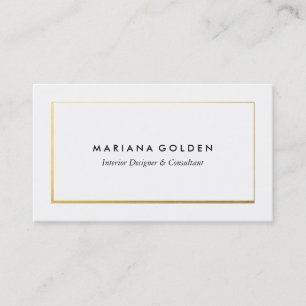 Gold Border on White Business Card Template