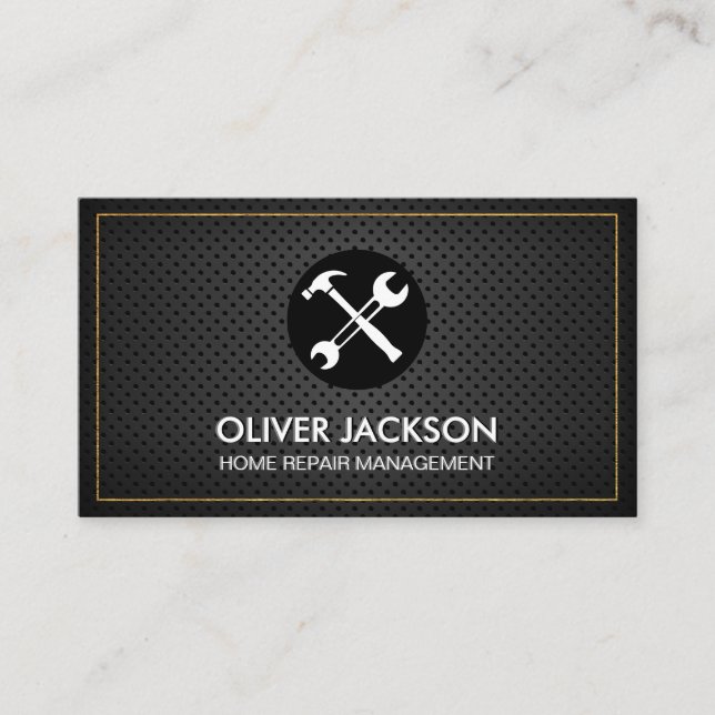 Gold Border | Perforated Mesh Business Card (Front)
