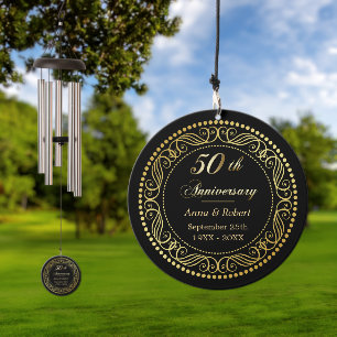 Gold Border Photo Template 50th Anniversary Wind Chime