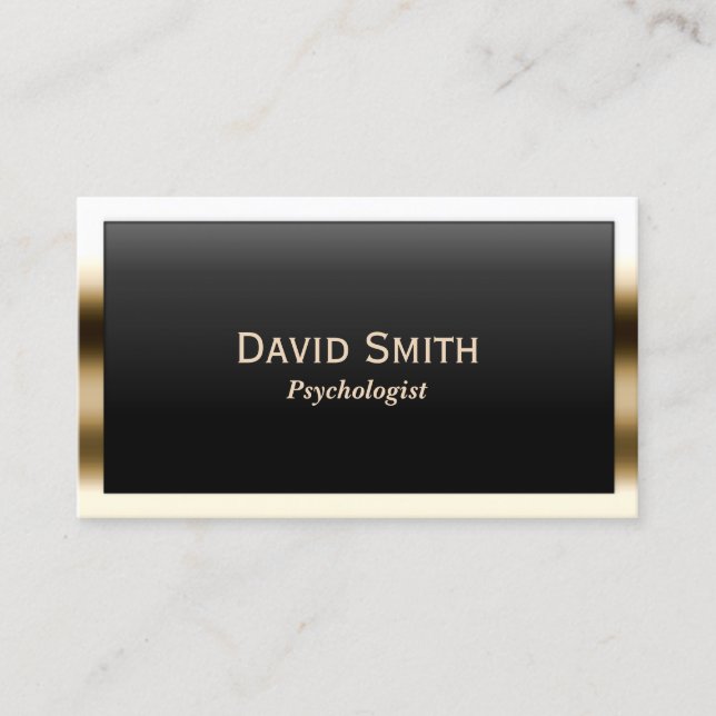 Gold Border Psychologist Business Card (Front)