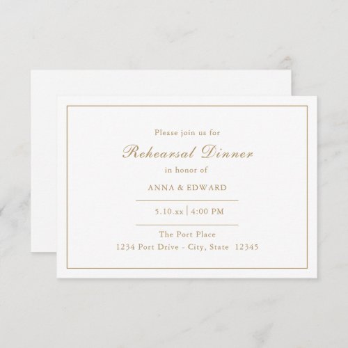 Gold Border Rehearsal Dinner Invitations