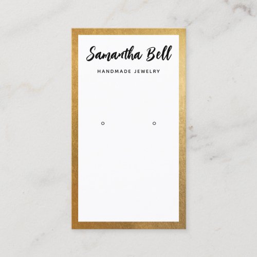 Gold Border Script White Earring Jewelry Business Card