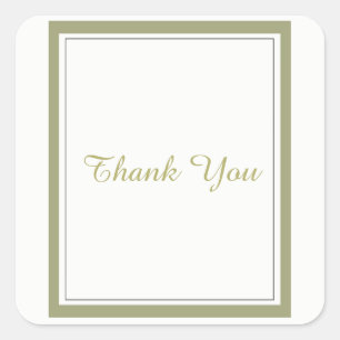 Gold Border Thank You Square Sticker