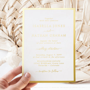 Gold Border Wedding Foil Invitation
