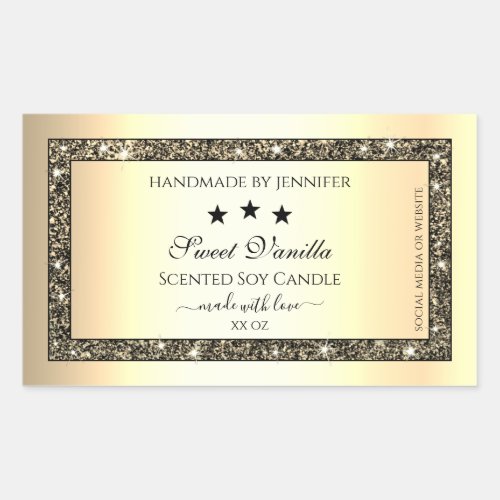 Gold Border with Glitter Product Packaging Labels