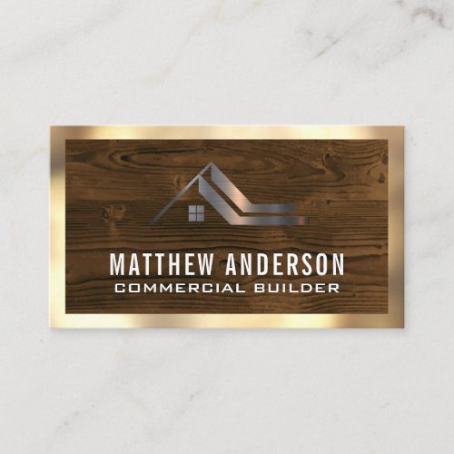 Gold Border  Wood  Business Card
