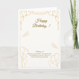 Gold Bordered Elegant Birthday Greeting Card