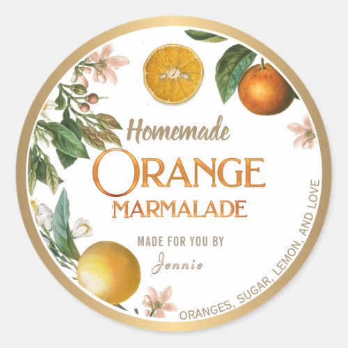 Gold Bordered Homemade Marmalade Jam Jelly Label