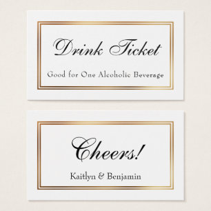 Gold Bordered White Drink Ticket Insert Cards