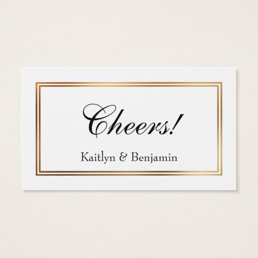 Gold Bordered White Drink Ticket Insert Cards (Back)