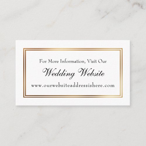 Gold Bordered White Wedding Website Insert Cards