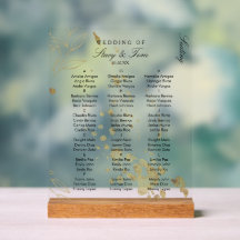 Gold Botanical Art Splash Leaf Wedding Seating