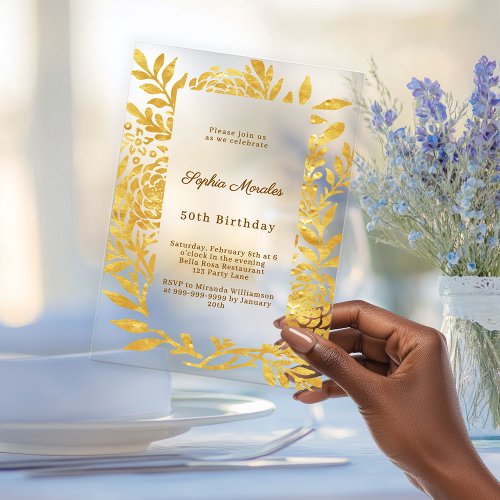 Gold botanical clear luxury birthday