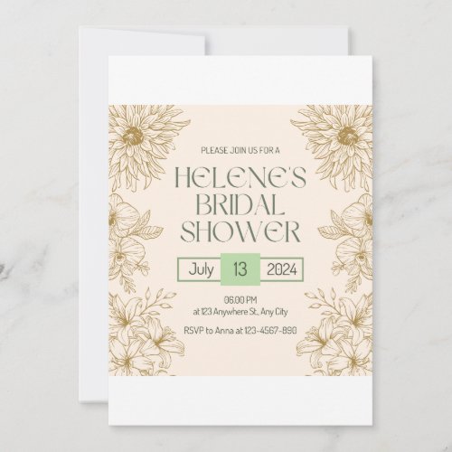 Gold Botanical Colourful Bridal Shower Invitation