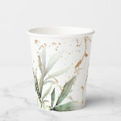 Gold Botanical Eucalyptus Elegant Greenery Moss Paper Cups | Zazzle