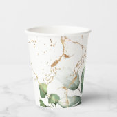 Gold Botanical Eucalyptus Elegant Greenery Moss Paper Cups | Zazzle