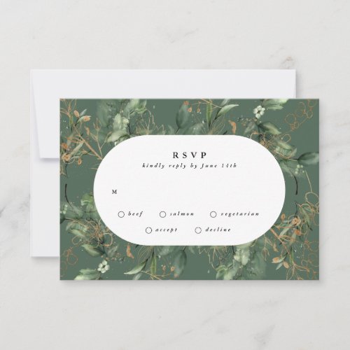 Gold Botanical Eucalyptus Elegant Greenery Moss RSVP Card