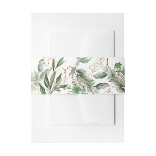Gold Botanical Eucalyptus Elegant Greenery Sage Invitation Belly Band