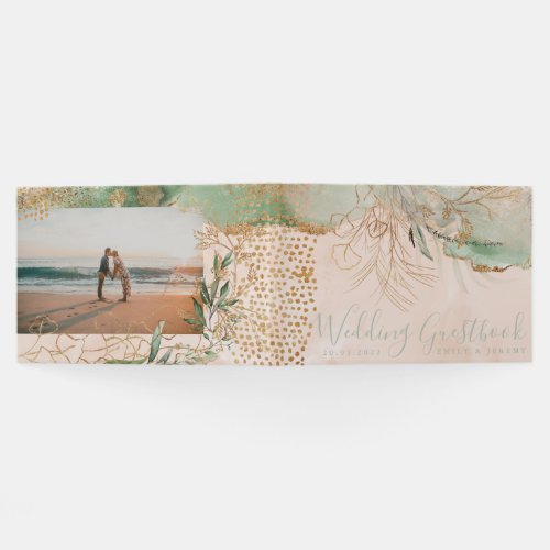 Gold Botanical Eucalyptus Modern Greenery Abstract Guest Book