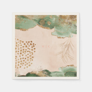 Gold Botanical Eucalyptus Modern Greenery Abstract Napkins