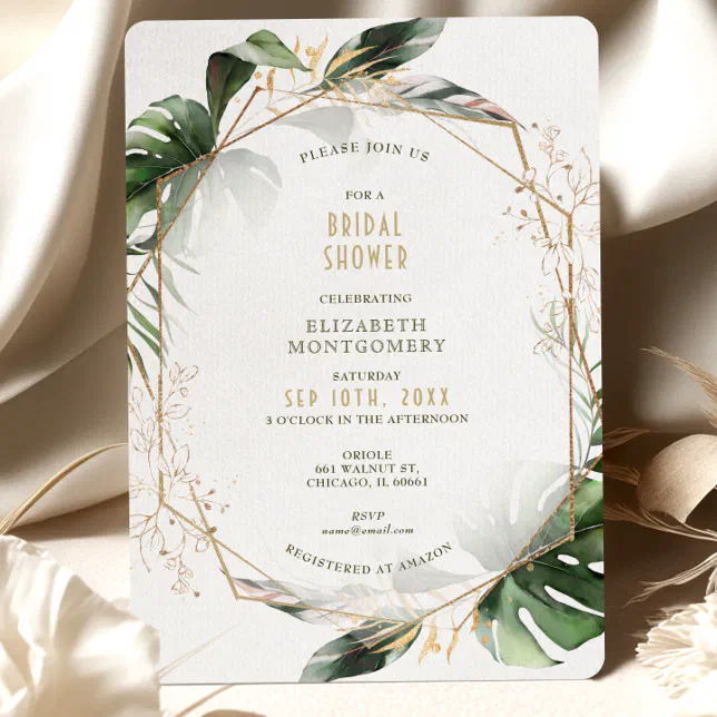 Gold And Botanical Greenery Bridal Shower Invitation Zazzle 0979