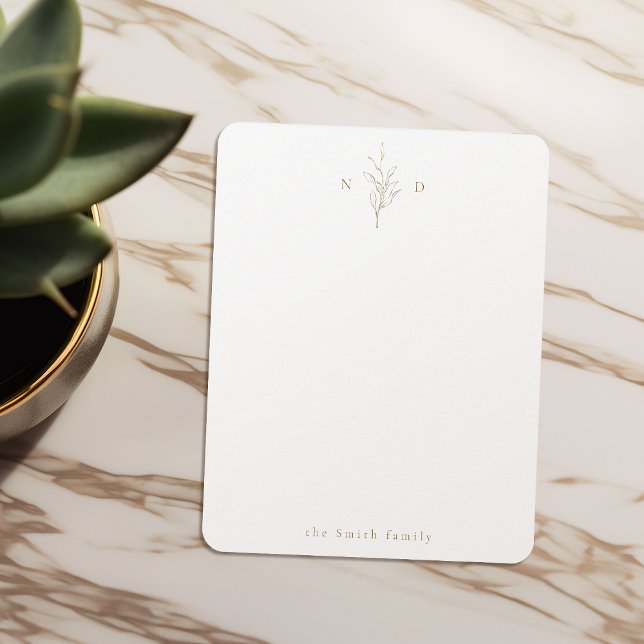 Gold botanical monogram personalized Stationery Note Card (Gold botanical monogram personalized Stationery Note Card)