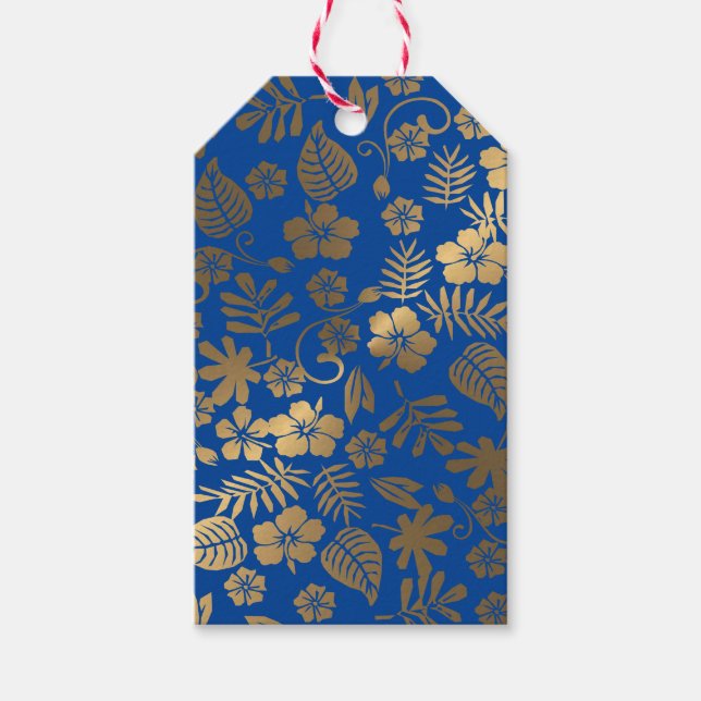 Gold botanical pattern  gift tags (Front)