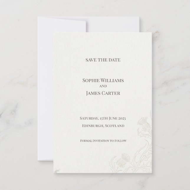 Gold Botanical Save the Date Card (Front)